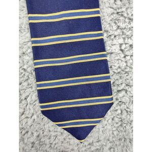 Brooks Brothers Makers Tie Hand Made in USA 100% Silk Blue Yellow Striped